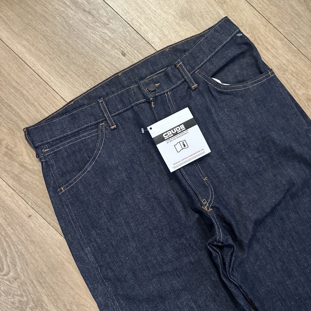Crude FR Flame Resistant Jeans 34x32 Dark Wash Denim Carpenter Work Pants NWT - Picture 3 of 9
